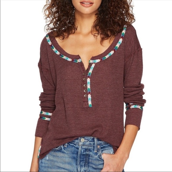 Free People Tops - Free People Rainbow trim thermal top